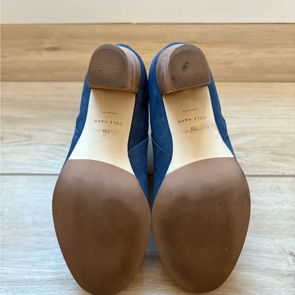 Cole Haan Blue Ankle Boots with Wood-Style Heel - Picture 5 of 9